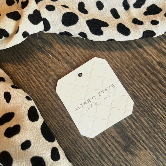 NWT -  Host Pick! - Altar'd State Cow Print Puff Sleeve Mini Dress - Size Small - Picture 3 of 3